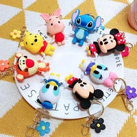 disney stitch keychains cute cartoon figures mickey key ring for women lovely children toys new key accessories christmas gifts