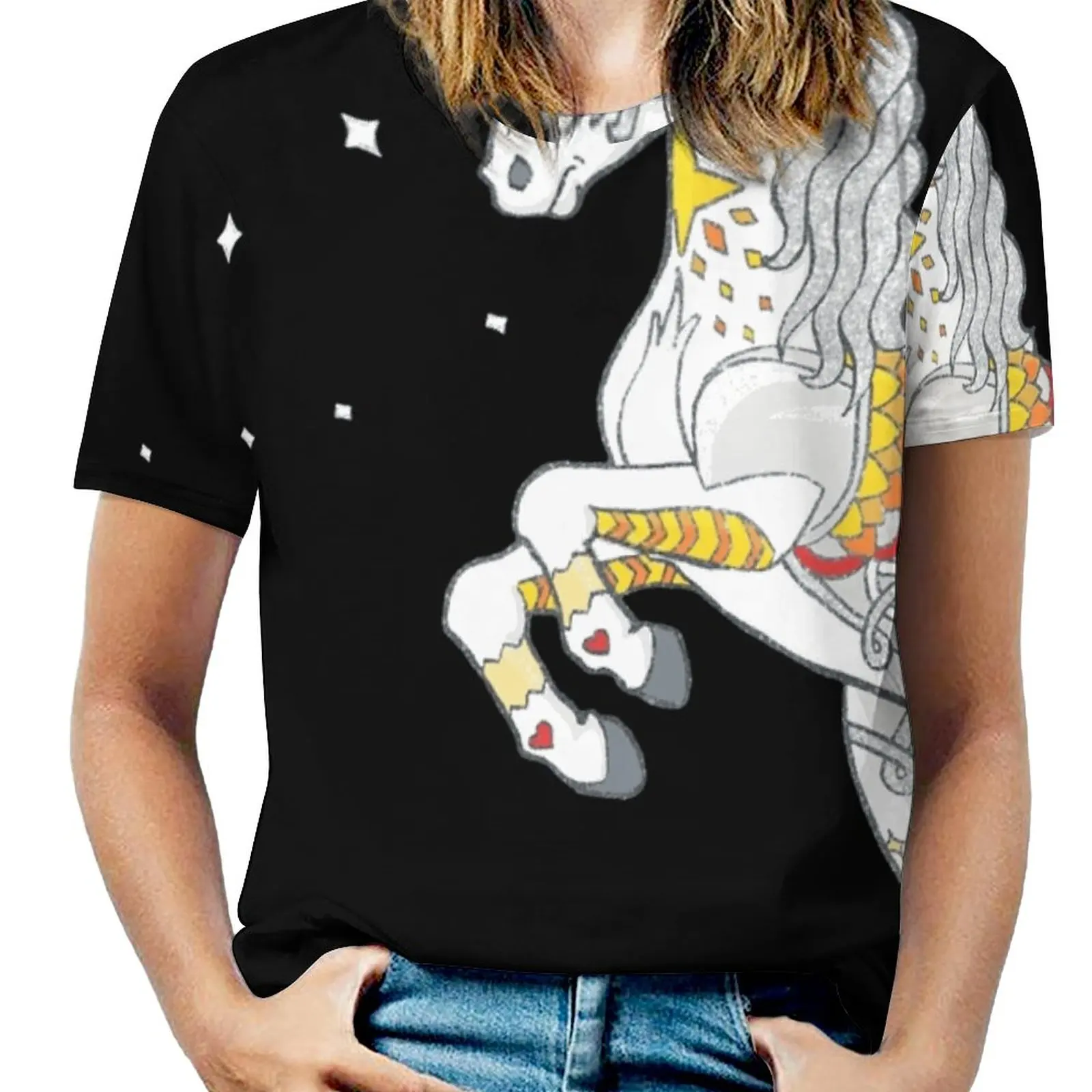 Женская футболка с круглым вырезом и единорогом Мандала повседневные топы