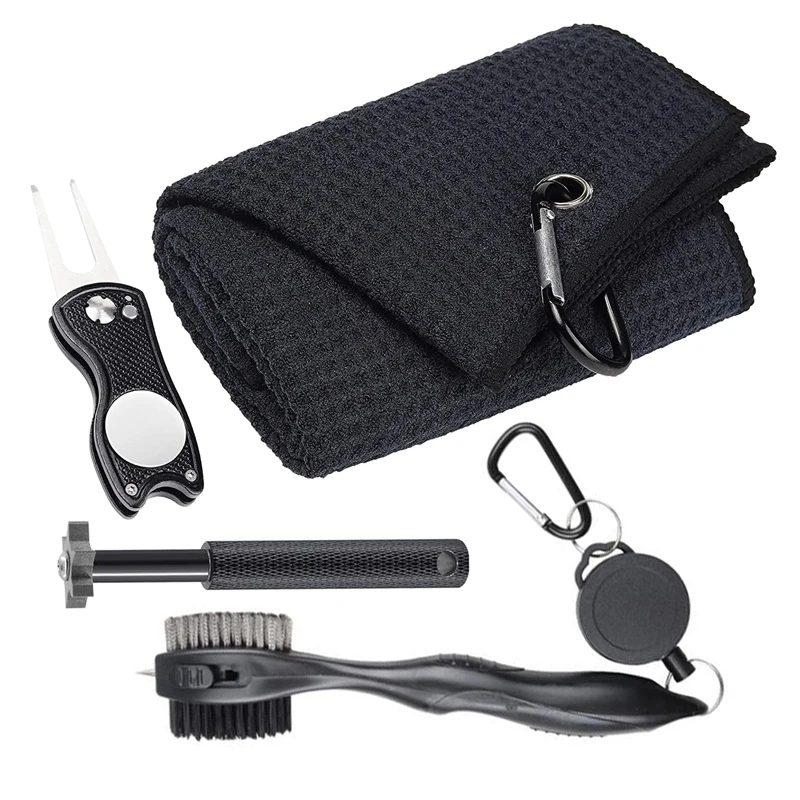 

Golf Club Cleaner Set,Golf Club Brush,6 Heads Golf Club Groove Sharpener,Golf Towel,Golf Foldable Divot Repair Tool