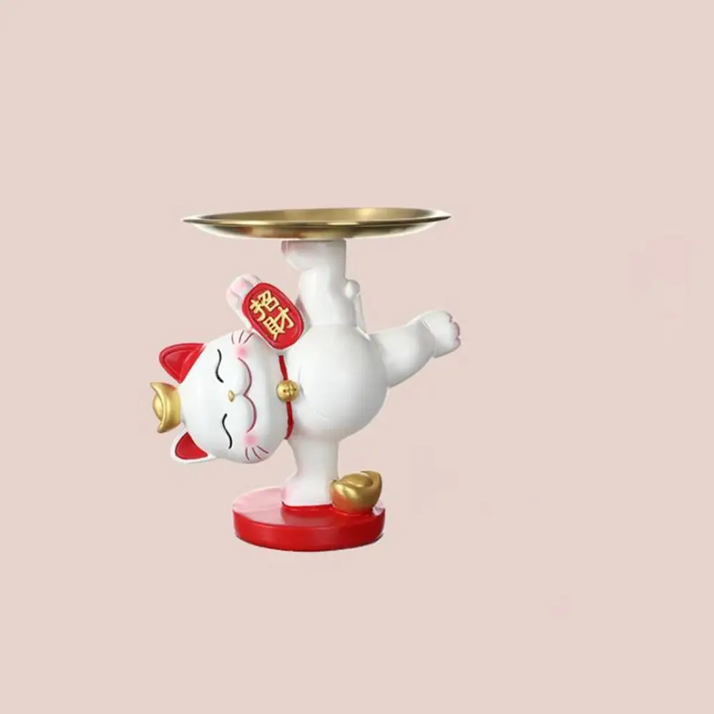 Большой емкости держатель для закусок кошек ремесло из смолы статуя Lucky Cat