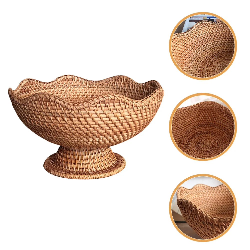 

Small Round Key Storage Basket Entryway Woven Basket Tabletop Organizing Basket Fruit platter