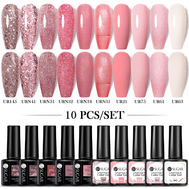 UR SUGAR 10 шт./компл. Гель-лак телесного цвета набор для маникюра Macaron цветной