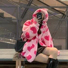 Женская плюшевая куртка в стиле Харадзюку 90-х годов с принтом в виде сердца, Женское зимнее пальто большого размера в Корейском стиле с длинным рукавом и капюшоном, плотная теплая уличная одежда для пар