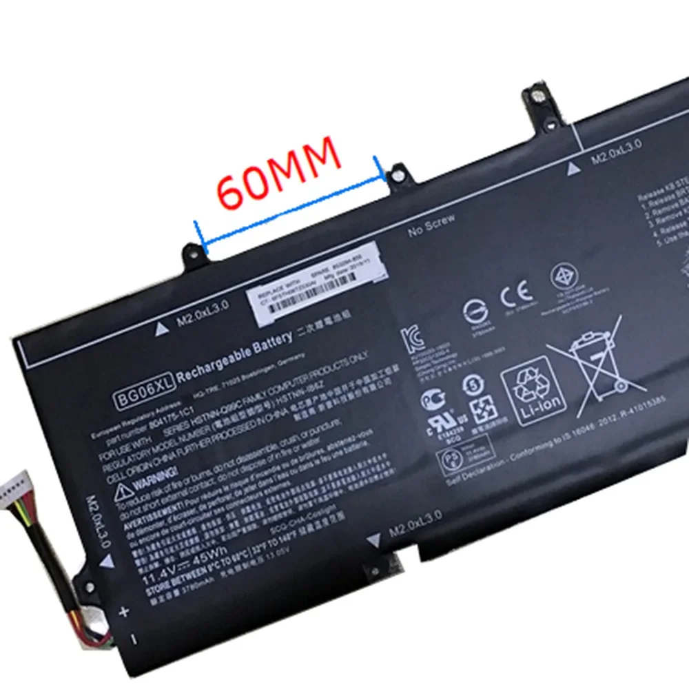11 4 В 45 Втч BG06XL Аккумулятор для ноутбука HP EliteBook Folio 1040 G3 (P4P90PT) HSTNN-Q99C HSTNN-IB6Z 804175 -1В1 -1С