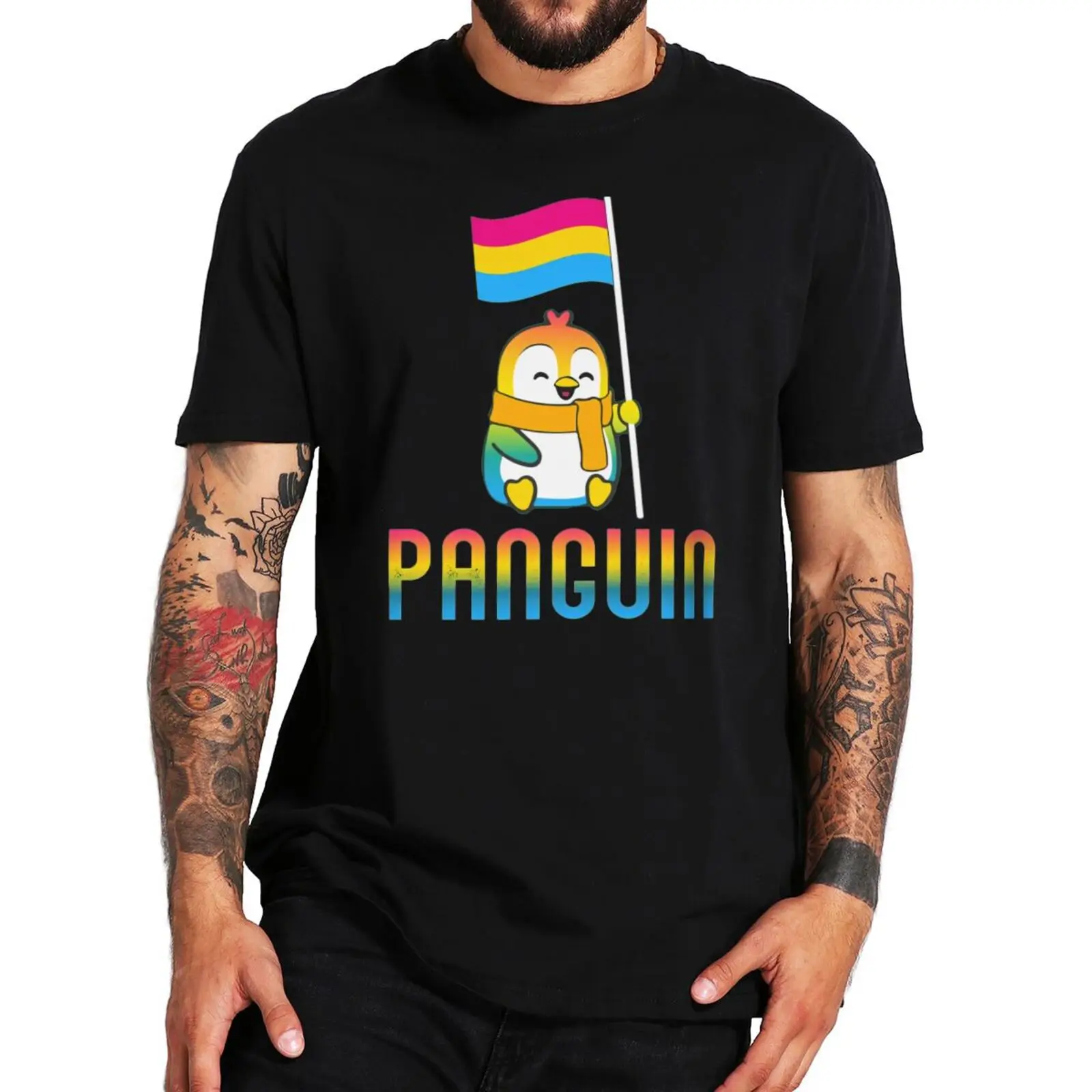 

Pansexual Flag Pan Pride Penguin T Shirt Panguin Funny LGBT Rainbow Tshirt 100% Cotton Gay Lesbian LGBTQ Gift Camiseta