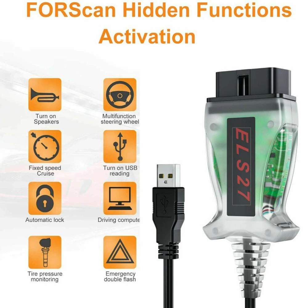 Автомобильный диагностический инструмент ELS27 FORScan OBD2 многоязычный сканер