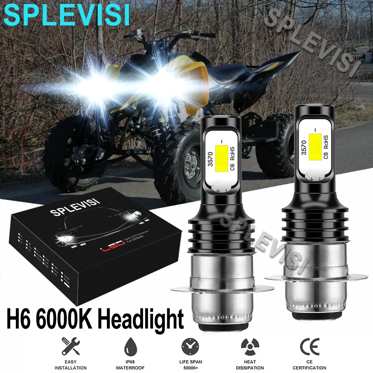 

2x70W LED Headlight Bulbs White For Yamaha Raptor700R 2009-2012 2013 2014 2015 2016- 2018 2019 2020 2021 motorcycle headlight