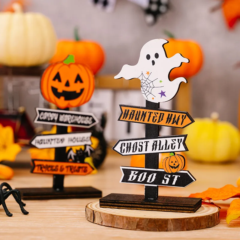 Halloween Pumpkin Letter Wooden Decoration Tree Shaped Ghost Table Decoration Ghost Festival Dead Party Trick Or Treat Day Decor