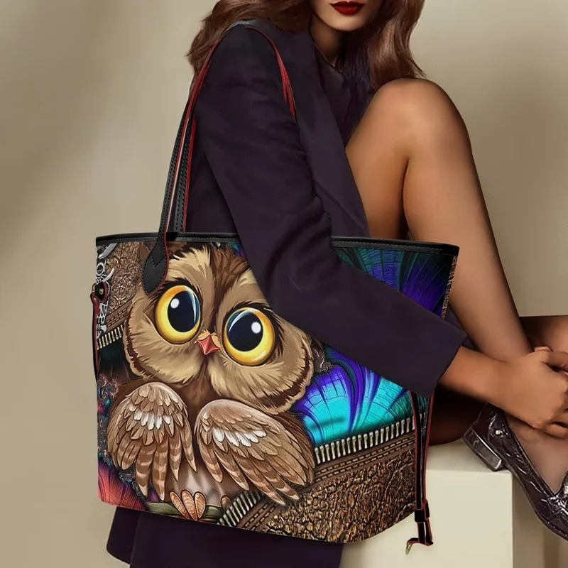

Twoheartsgirl Cute Owl Printed Large Capacity Female Shoulder Bag Casual Handbags Bolsa Feminina Durable Women Big Totes Bags