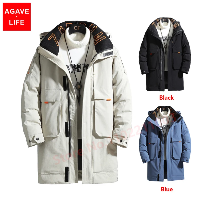-30 Degrees Winter New Down Jacket Thick Coat Men's Hooded Warm Mid-Length Parka White Duck Down Fashion Men Winter Down Jackets