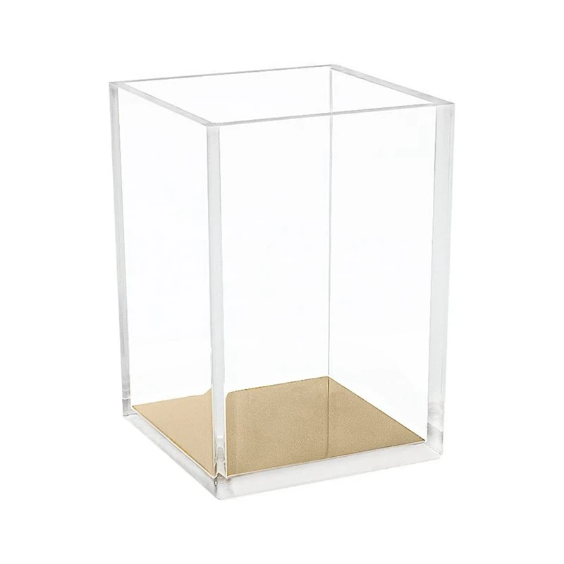 

Акриловый держатель для карандашей и ручек, настольный золотистый бокс для хранения канцелярских принадлежностей, аксессуары для стола в с...