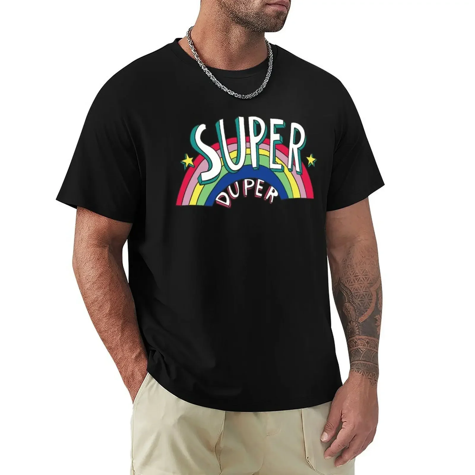Футболка Super Duper Hand Drawn Seventies Style Rainbow забавные футболки с мемми футболка аниме