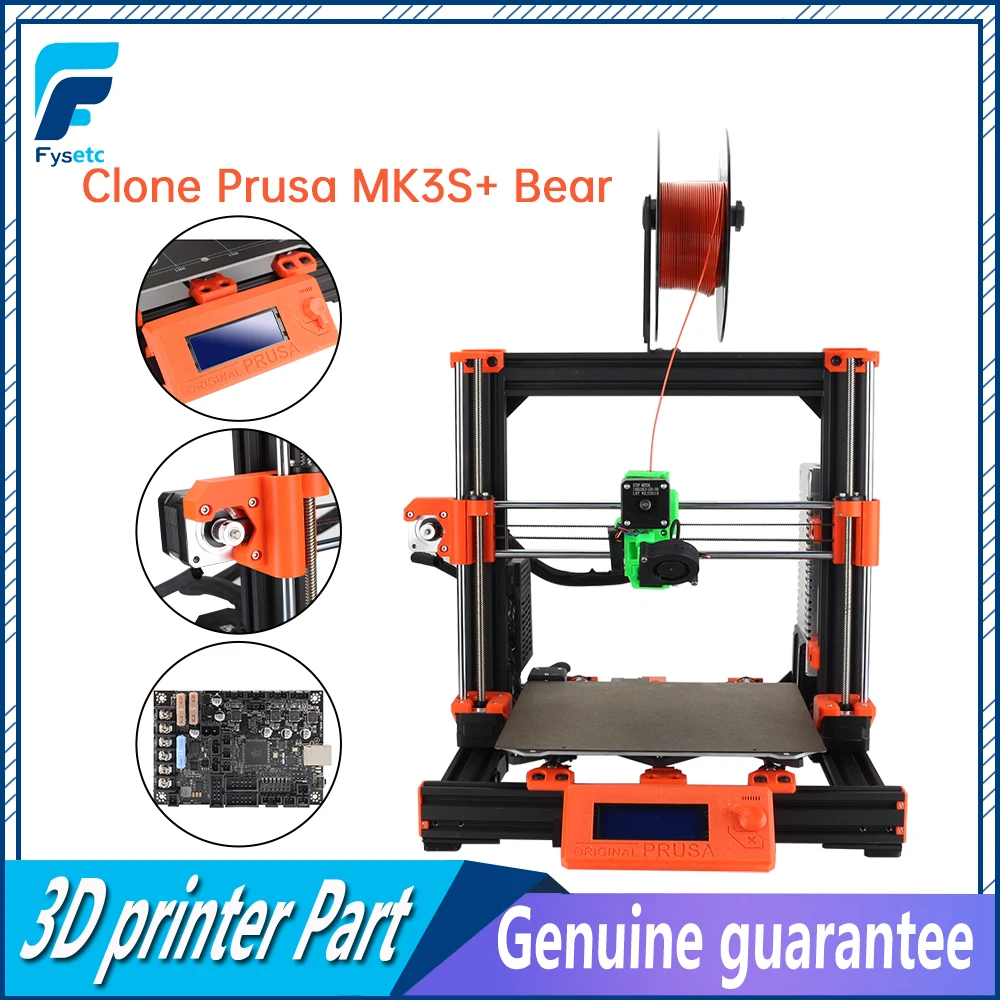

1 set Clone Prusa i3 MK3S+ Bear Printer Full Kit MK3S Plus Upgraded Bear Kit With Einsy-Rambo Board and Super Pinda 3D Printer