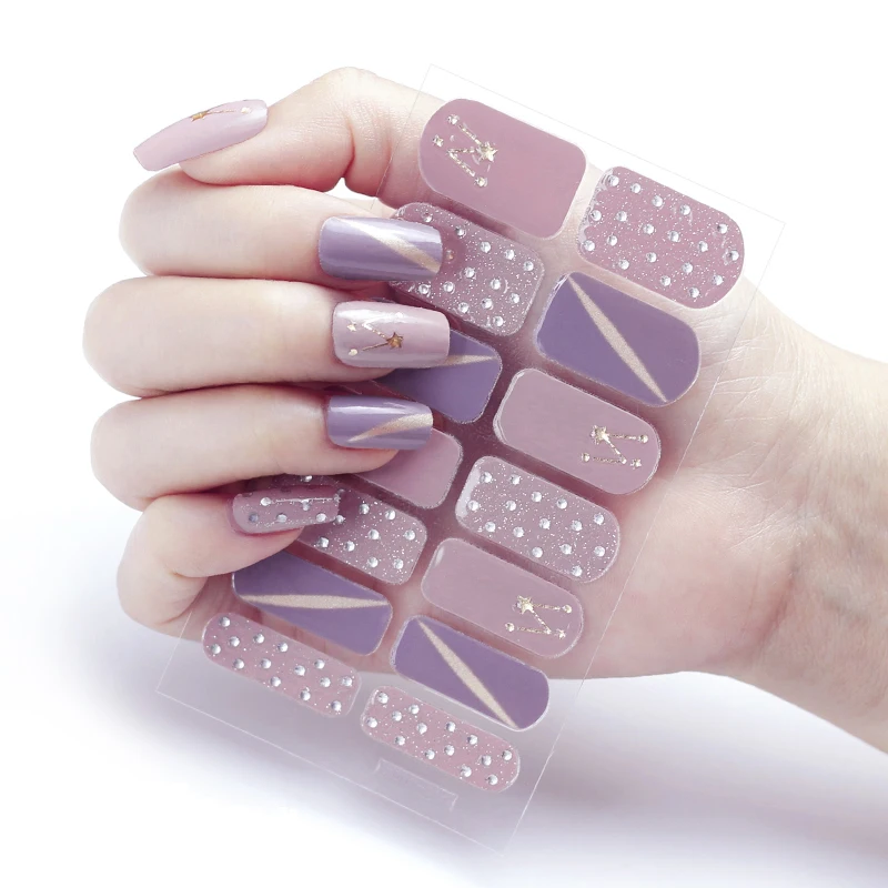 Glitter Purple Nail Sticker Luxury Nail Art Stickers for Nail Charms Self Adhesive Manicure Stickers for Nails Accept Drop Ship