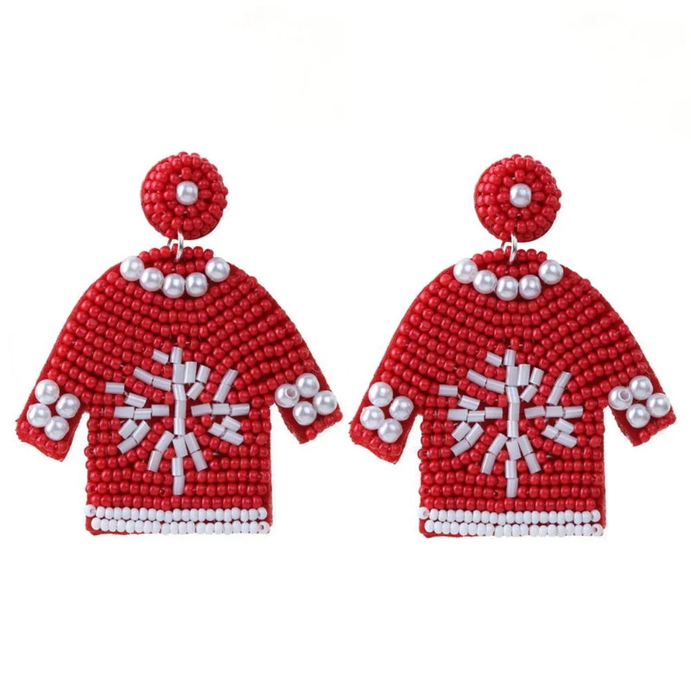 Винтажные рождественские серьги с Рождеством свитер со снежинками расшитые