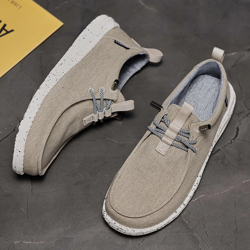 

New hand-sewn lazy lazy canvas shoes student tide shoes breathable leisure comfortable light plain color wild fisherman shoes