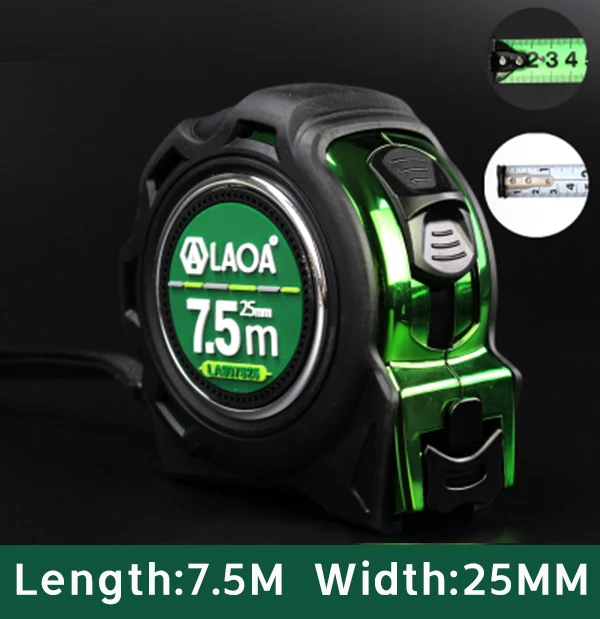 

Измерительная лента LAOA, 3 м, 5 м, 7,5 м, двусторонняя стальная лента британского типа, метрический измерительный инструмент для обработки древесины