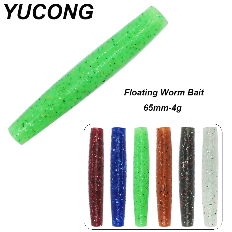 

YUCONG 5PCS Stick Worm Baits 6.5cm-4g Ned Rig Soft Fishing Lures Floating Silicone Swimbaits Finesse Wobblers Bass Isca Pesca