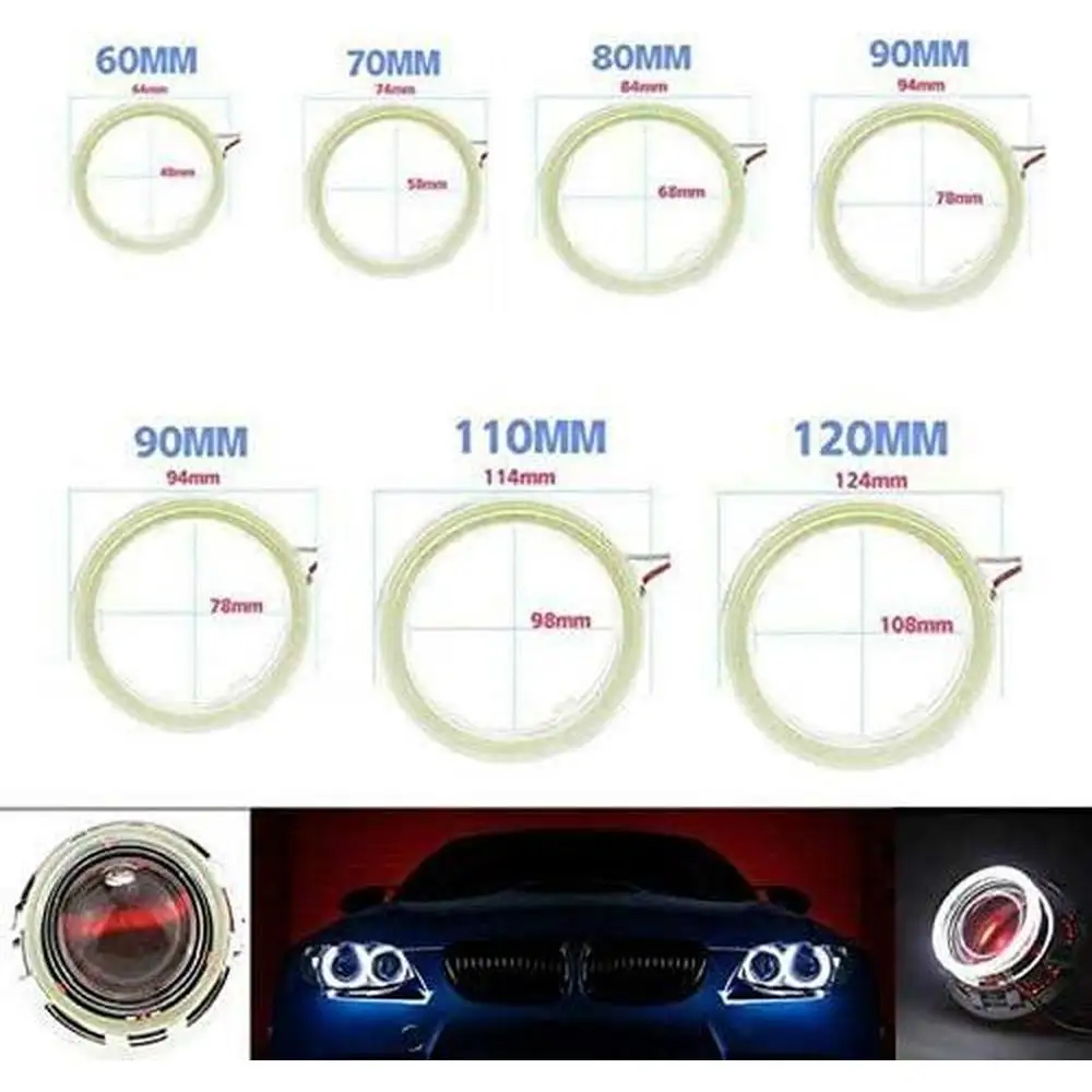 12 В 2 шт. 90/100/110/120 мм автомобильные ангельские глазки поворотные огни супер белый