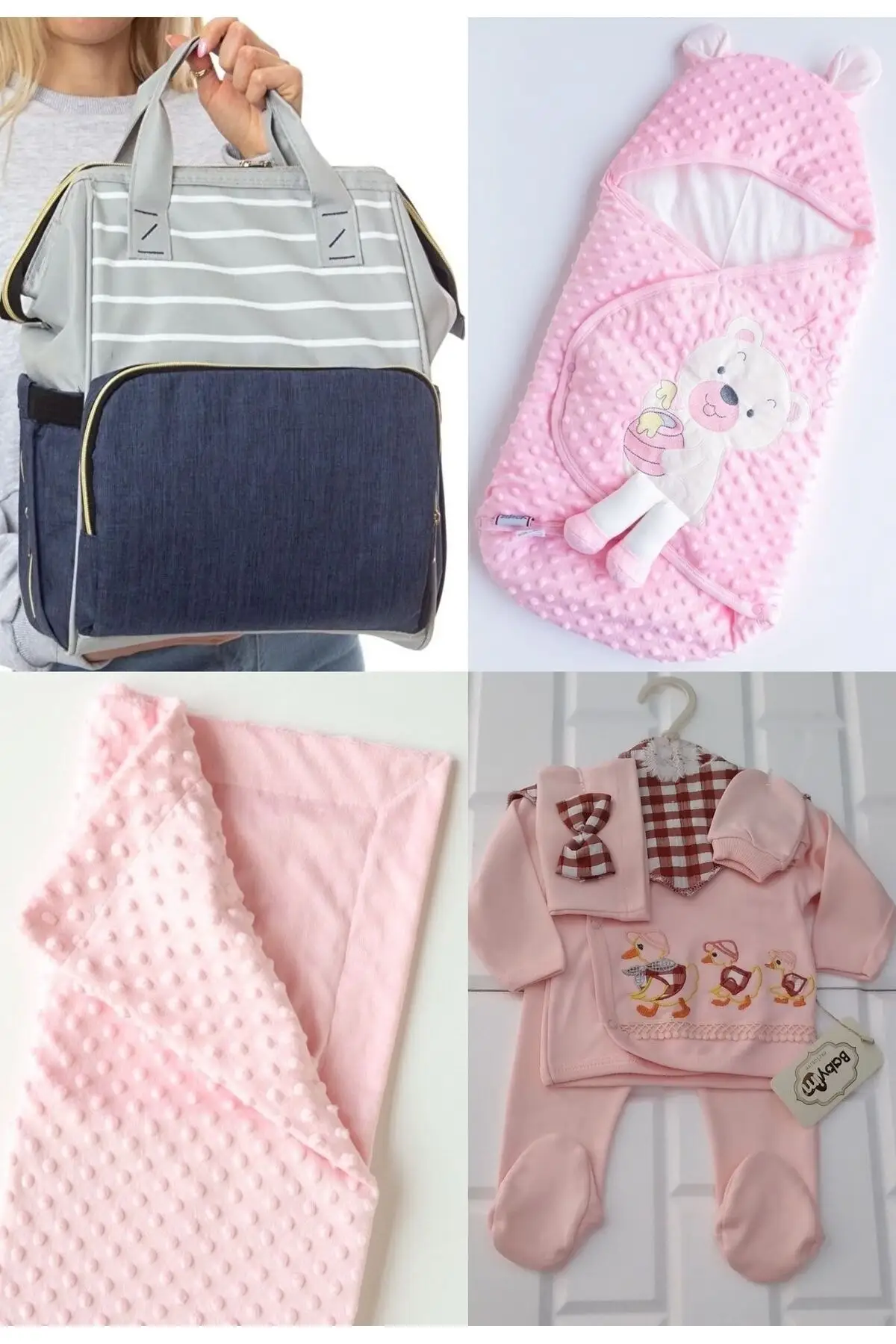 

4 шт. большой набор для родов (рюкзак для ухода за ребенком, пеленка из 100% хлопка, одеяло из нута, для больницы) хлопок