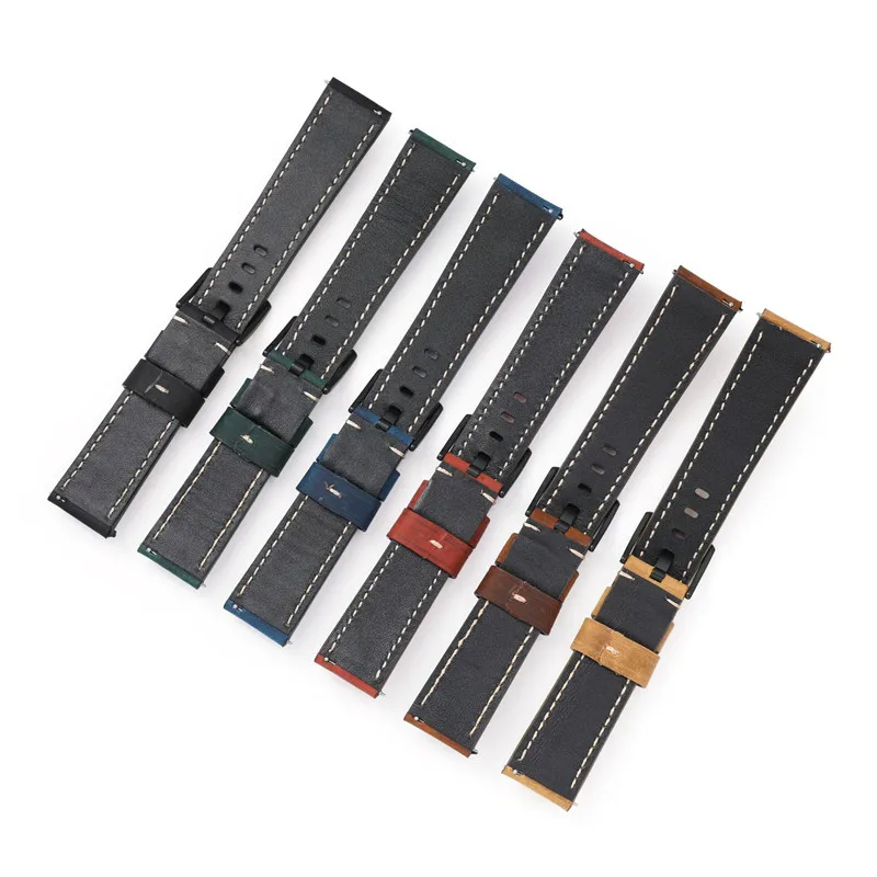 Wholesale 10PCS/Lot 20MM 22MM 24MM Genuine Leather Crazy Horse Leather Watch Bands Watch Straps With Quick Release Spring Bar enlarge