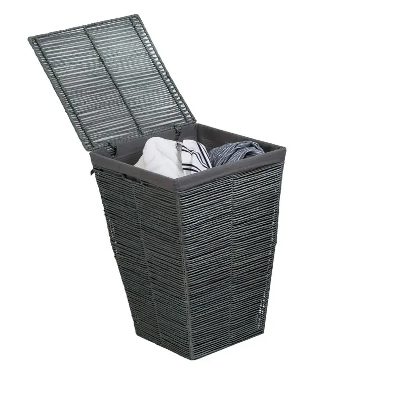 

Chic & Cool Gray Can Do Coastal Collection Laundry Hamper with Lid - Perfect for Home & Dorm Organization.