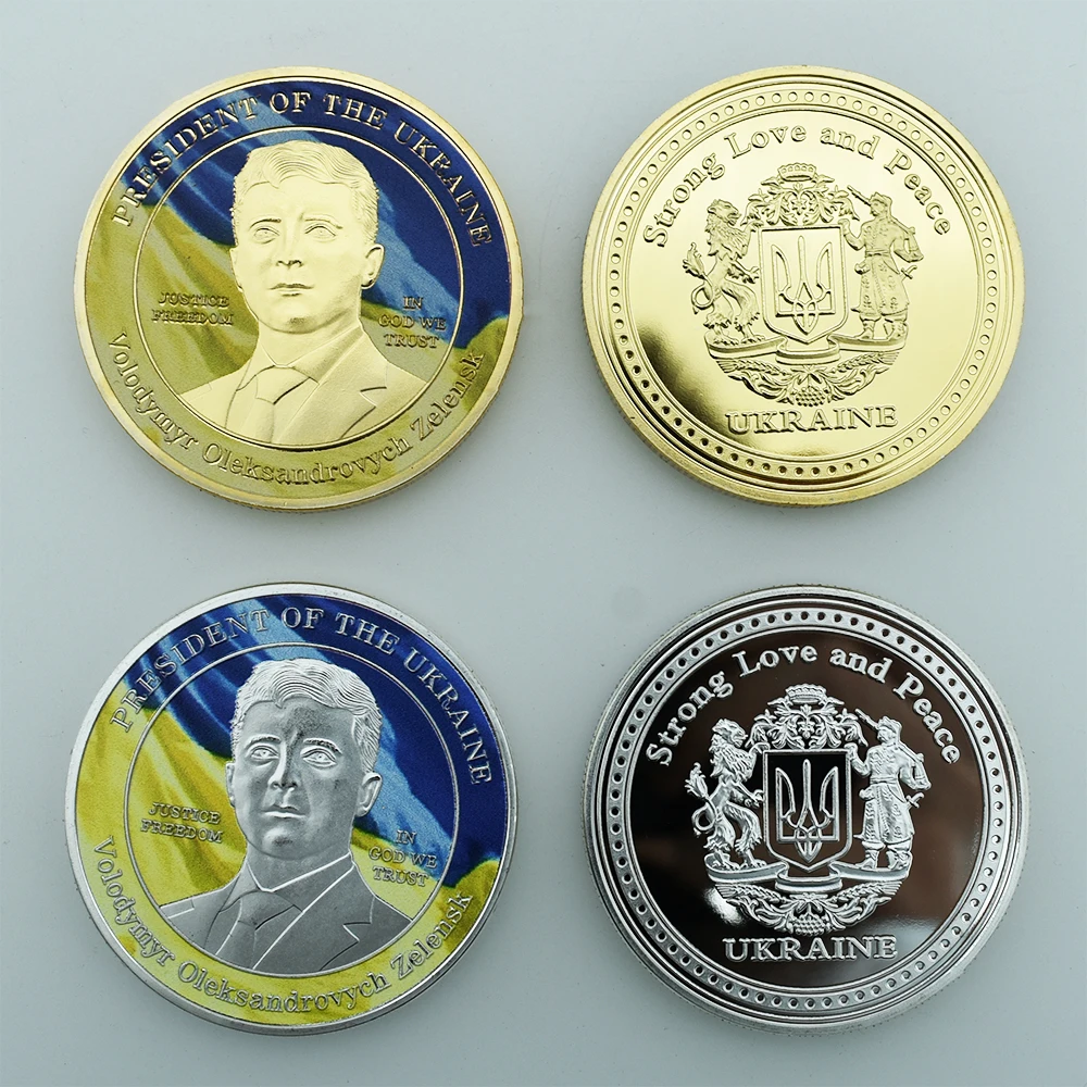 

Ukrainian Presidential War Gold Coin Zelensky Relief Three-dimensional Decorative Coin Commemorative Coin Collection Gift
