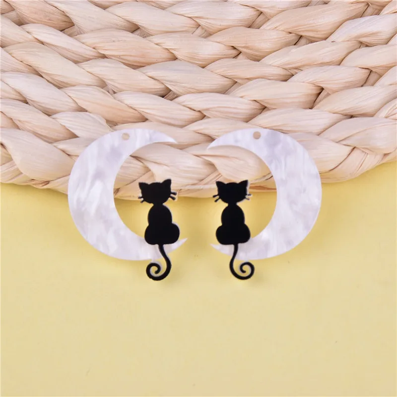 10 шт./упак. милые лунные кошки акриловые подвески для творчества серьги брелок