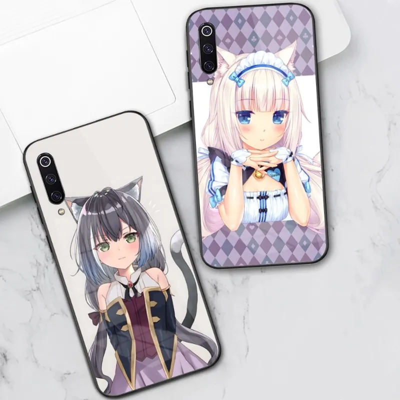 

Чехол для телефона Nekopara с аниме-девушкой для Xiaomi 12, 11T, 10, 9, Redmi Note 11, 10, 10S Pro, 9, 9A, 8, черный стеклянный чехол из поликарбоната