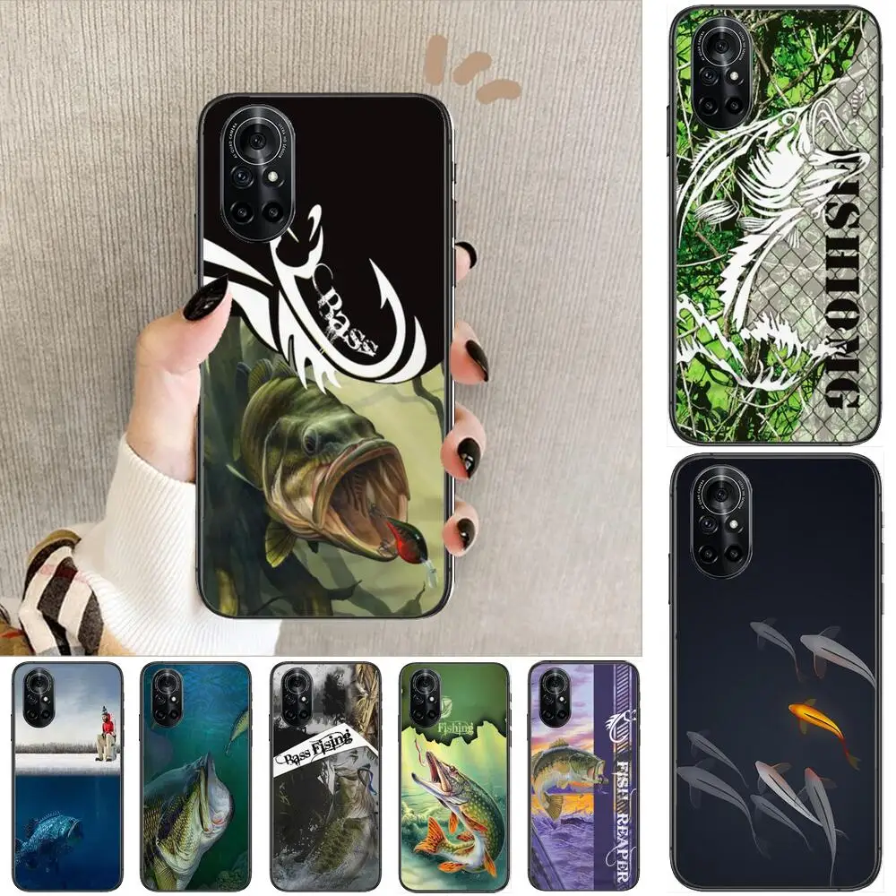 

Fashion Interesting Fishing Clear Phone Case For Huawei Honor 20 10 9 8A 7 5T X Pro Lite 5G Black Etui Coque Hoesjes Comic Fas