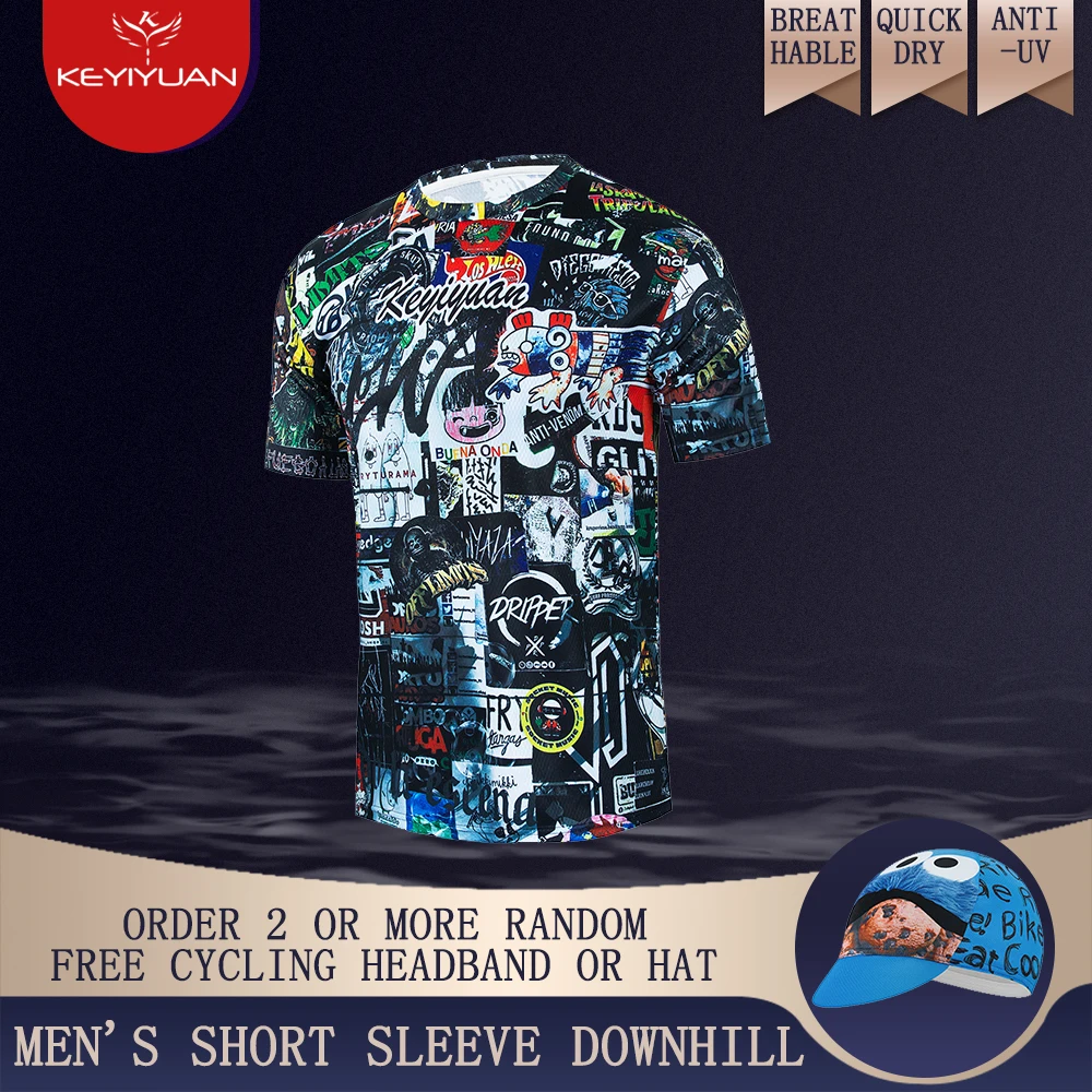 

KEYIYUAN Men Bicycle Downhill Jersey Short Sleeve Motorcycles Shirt Bike T-shirt Motocross Cycling Wear Camisetas Mtb Enduro