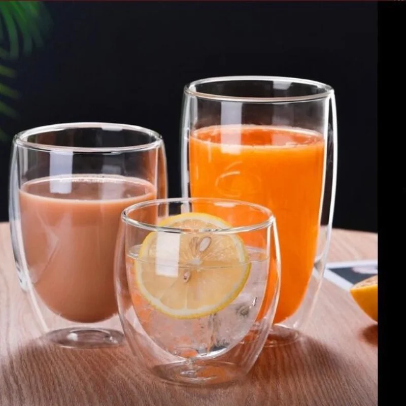 

Transparent glass coffee cup milk whiskey tea beer double creative heat resistant cocktail Vodka wine mug Drinkware tumbler cups