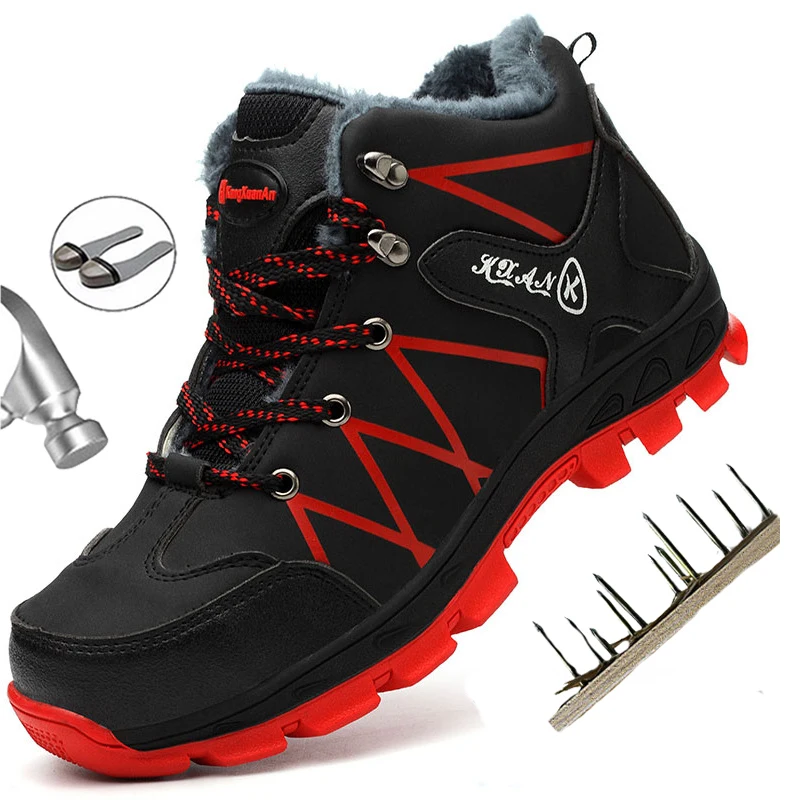 Мужские зимние ботинки рабочая защитная обувь со стальным носком противоударная
