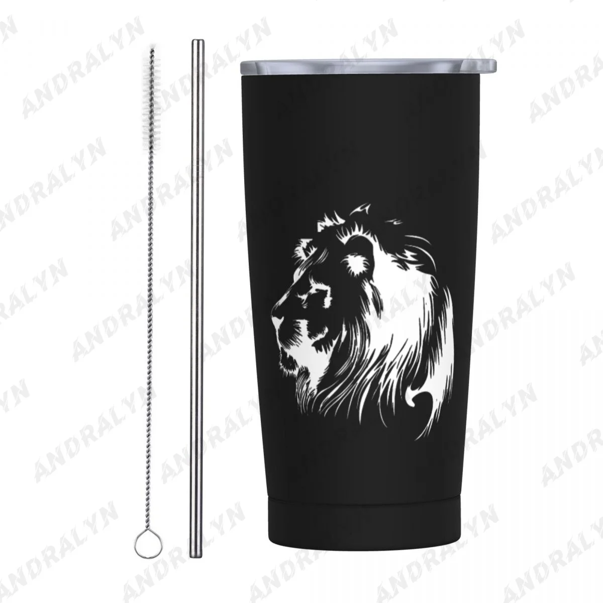 

Meditation Lion Portable Handle Stainless Steel Thermos Cup for Coffee Tumbler with Straw Water Bottle Beer Mug taza