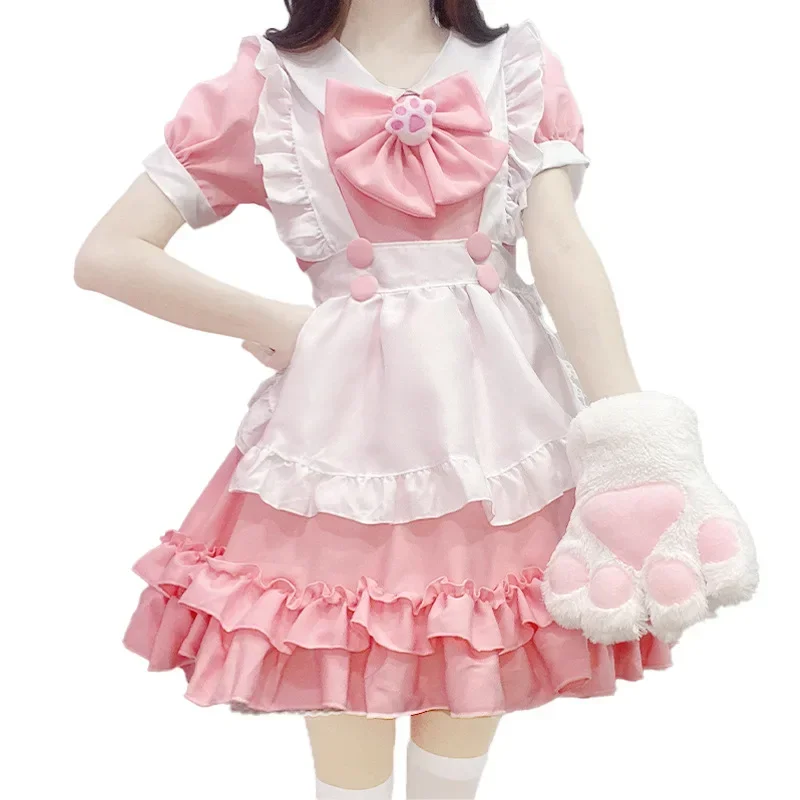Cosdea студенческие костюмы Лолиты для косплея Kawaii кошачья лапа розовый бант фартук наряды горничной кружевное праздничное платье принцессы с оборками японский Clo (art.: 3920cc0bc71fb) - 3920cc0bc71fb