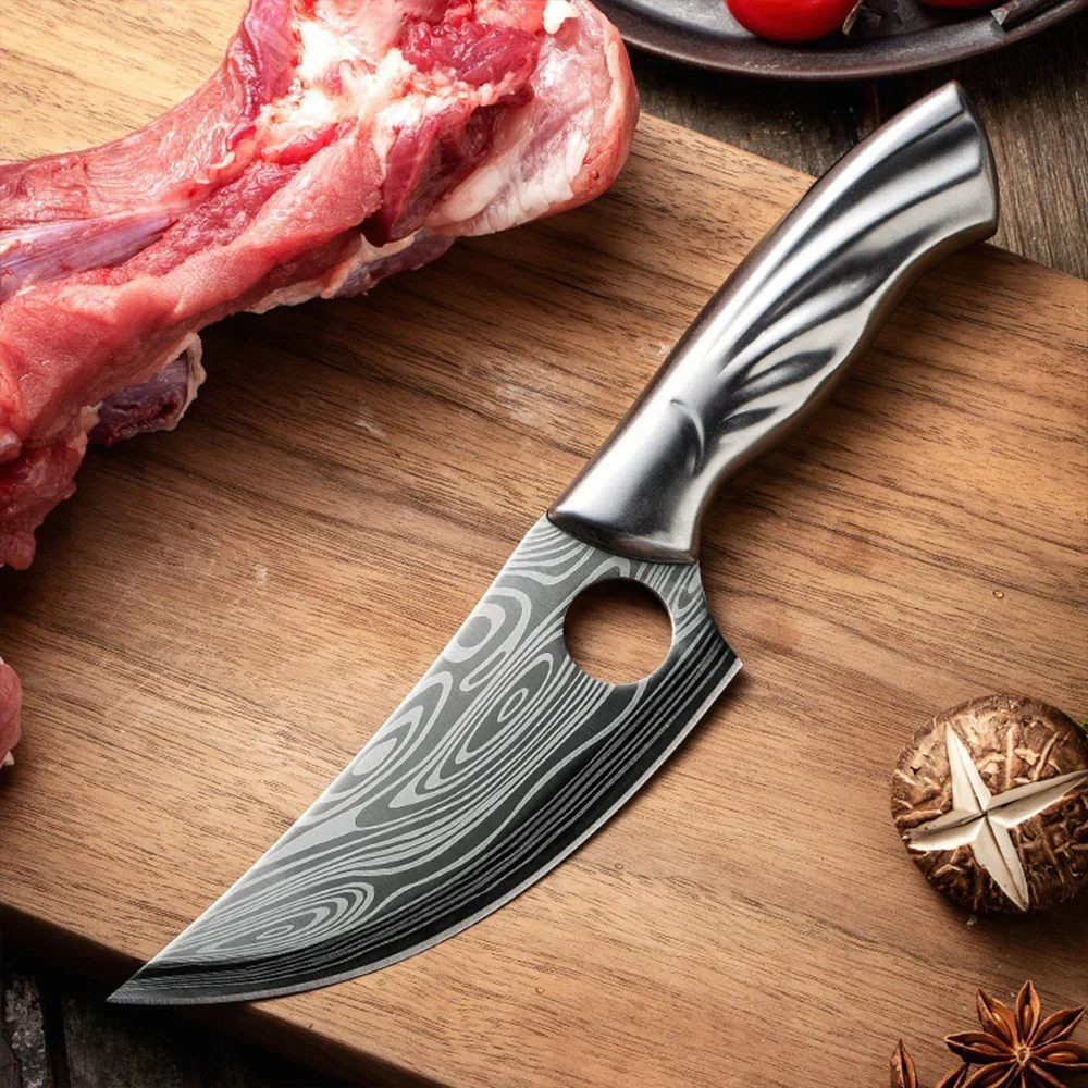 Кованый нож ручной работы для обвалки с дамасским узором шеф-повара мясника рыбы
