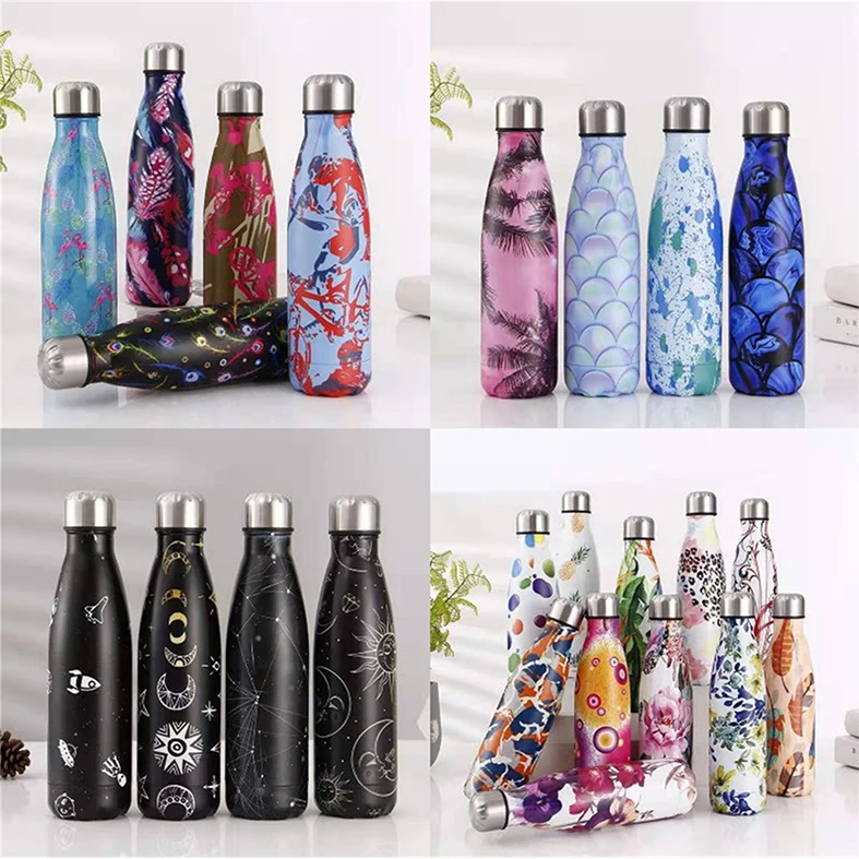 500ml Insulated Stainless Steel Thermos Thermal Mug Tumbler Sport Water Bottle For Girls Women Vacuum Flask Travel Mug Cup