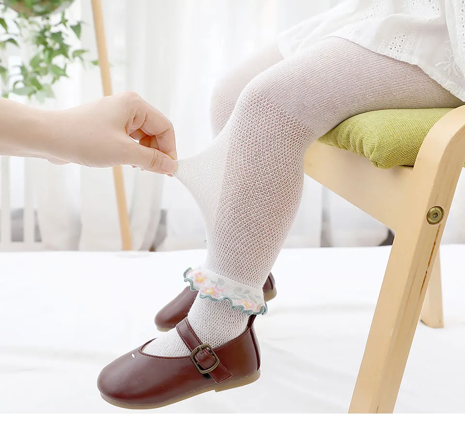 

Girls Cotton Lace Pantyhose Toddler Child Summer Princess Knit White Tights Newborn Infant Thin Mesh Pants Baby Accessories