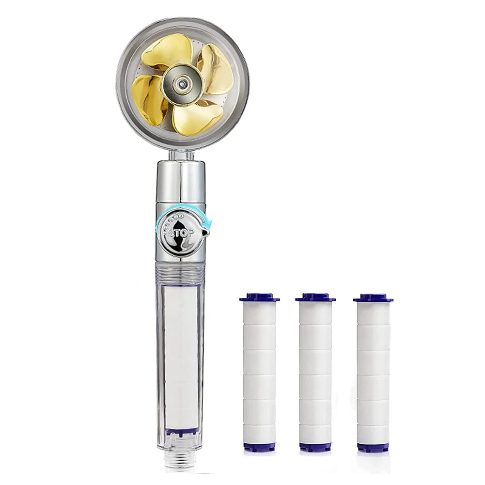 

Насадка для душа, насадка для душа с пропеллером и фильтром, водосберегающая, вращающаяся на 360 ° насадка для ручного душа высокого давления