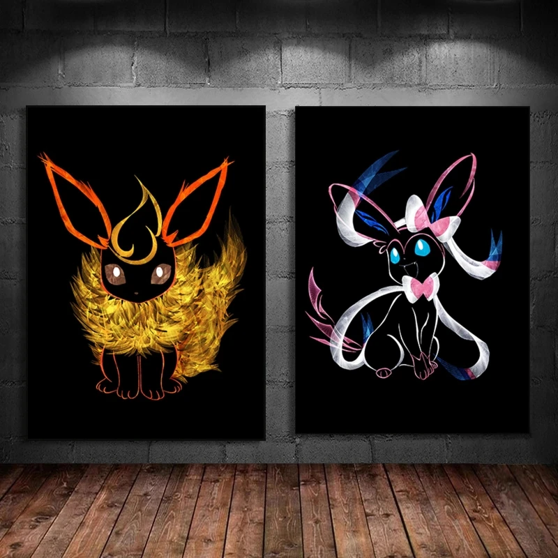 

Anime Posters Pokemon Flareon Decor Gifts Decorative Kid Action Figures Decoration Paintings Picture Wall Stickers