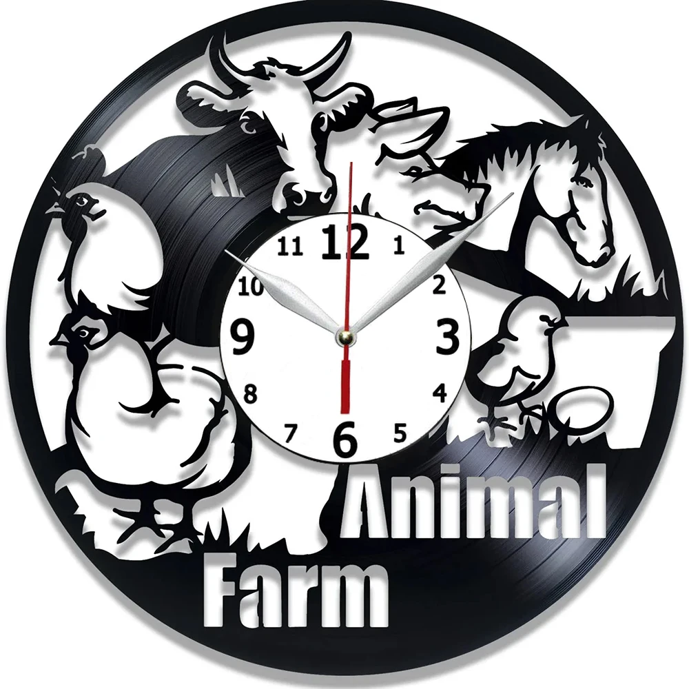 

Настенные часы с виниловой пластиной, 12 дюймов, подарок для детей, искусство животных, домашний декор