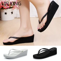 casual thick sole women flip flops wedges slippers solid platform shoes fashion ladies anti skid summer beach shoes big size 41