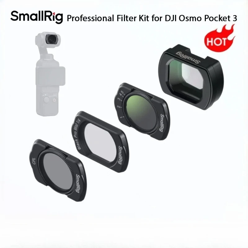 Фото Профессиональный набор фильтров SmallRig для DJI Osmo Pocket 3 с CPL/1/4 эффектом, фильтром Black Mist/Variable ND2-ND32 и широкоугольным объективом №1