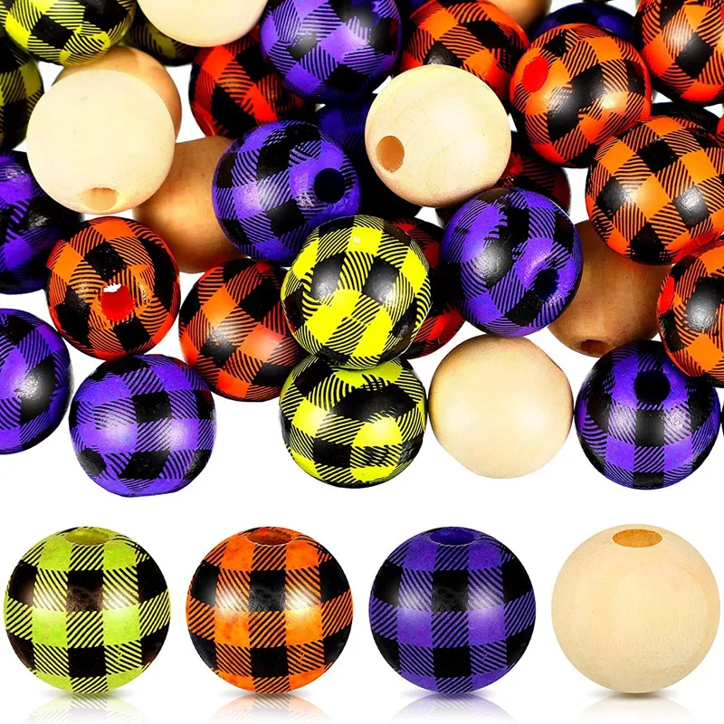 

100 Pieces of Lattice Wooden Beads Country Style Farmhouse Wooden Beads Polished Spacer Beads DIY Crafts Home Party