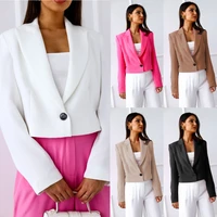 women blezers long sleeve cropped tops fall clothes single button female blazer elegant casual office ladies tops blazer femme