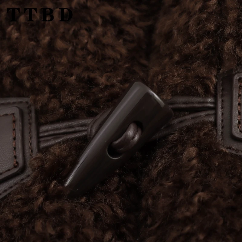 TTBD 2024 новая осенняя женская повседневная однобортная флисовая однотонная куртка