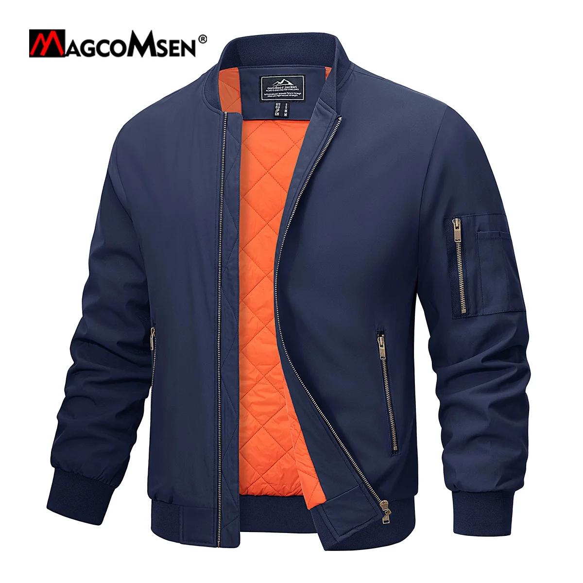

Men's Bomber Jacket Spring/Fall Warm Jackets Full Zip Padded Coat Windproof Thick Jacket Army Pilot Outwear Strtwear