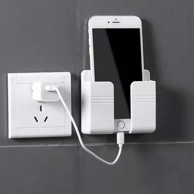 

Wall Mounted Holder Organizer Storage Box Remote Control Mounted Mobile Phone Plug Wall Charging Multifunction Hook Holder Stand