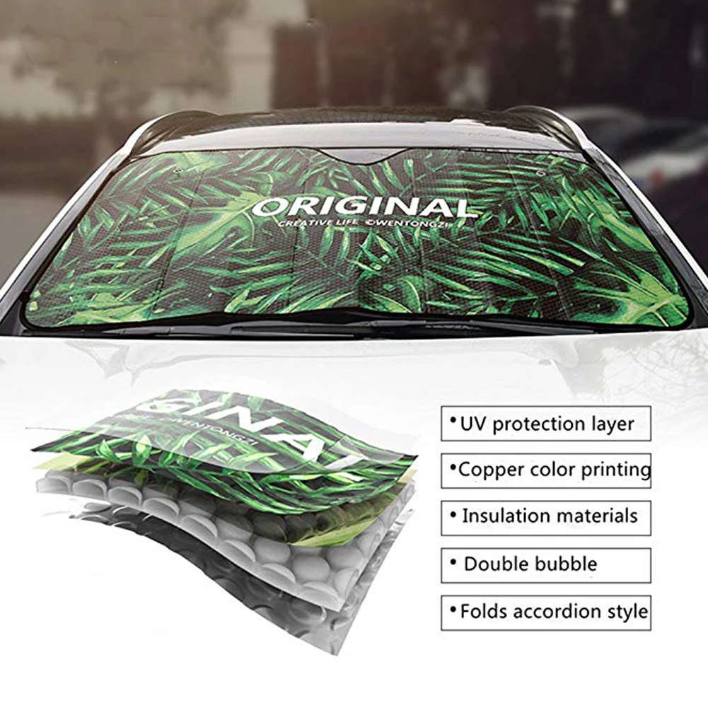 

Universal Automobile Window Sun Visor Rainforest Car Windshield Sun Shade UV Sun Heat Aluminum Foil Reflector Car Sunshade Cover