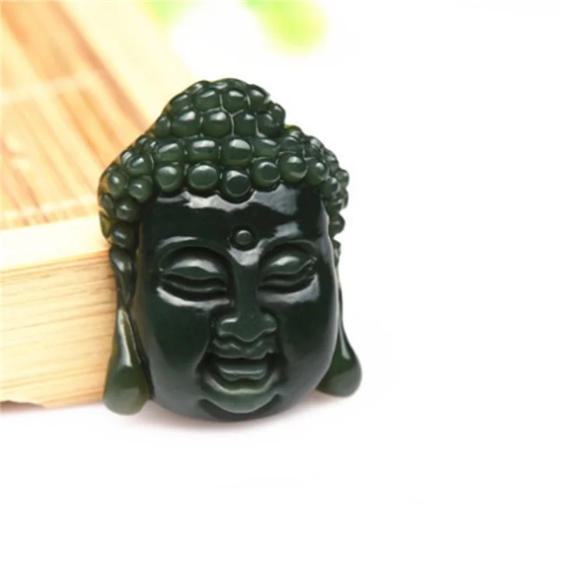 

Лидер продаж, ожерелье с подвеской в виде головы Будды из сияньского нефрита с ручной резьбой, модные ювелирные украшения для мужчин и женщи...